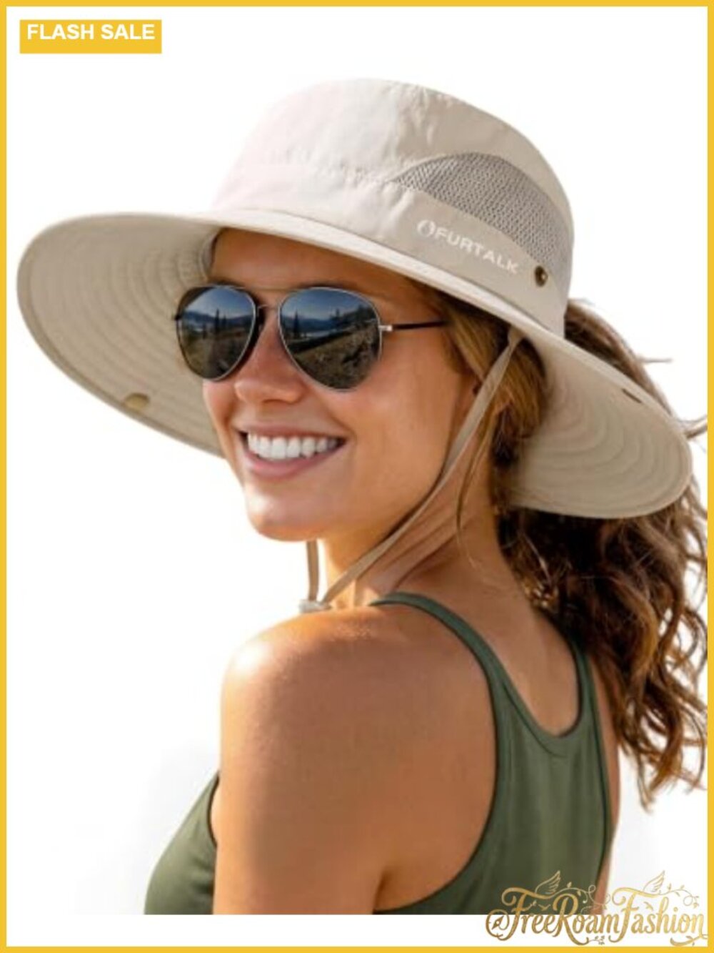 FURTALK Womens Sun Hat with Ponytail Hole Beach Hiking Wide Brim UPF 50+